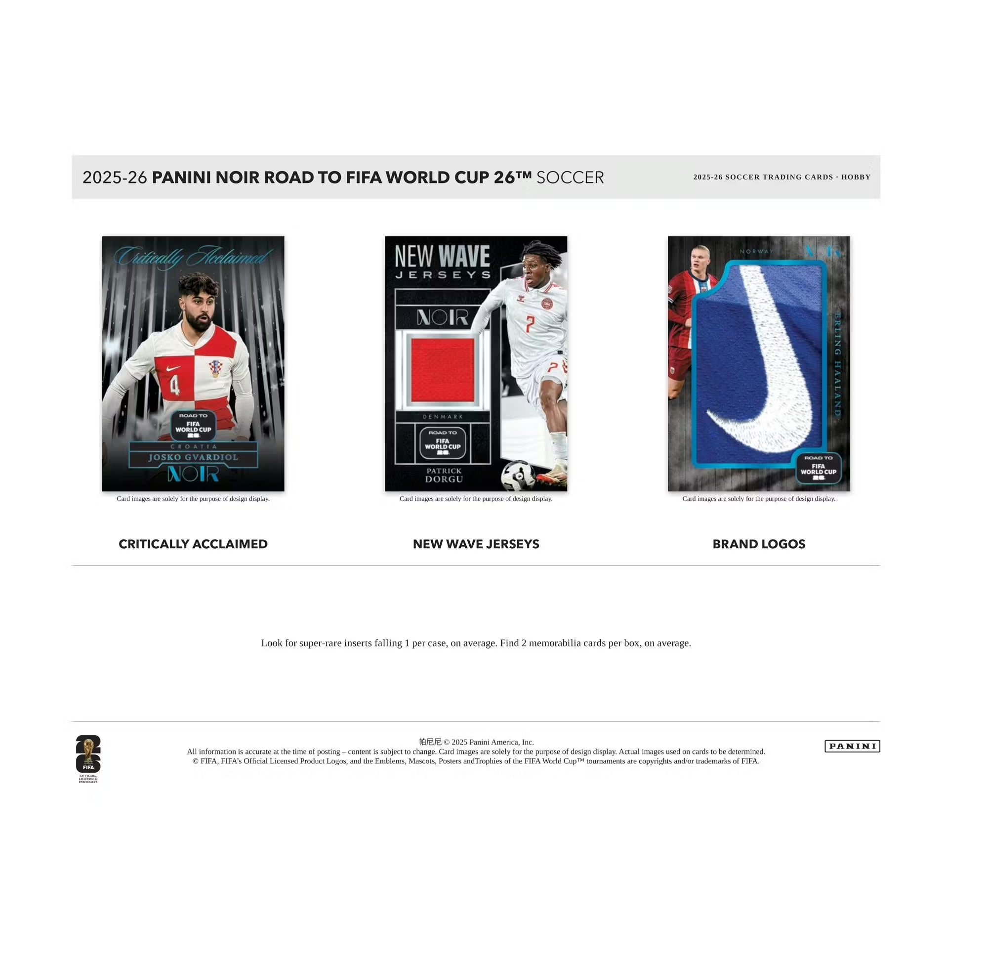 2025-26 Panini Noir Road to FIFA World Cup Soccer Hobby 3-Box Case