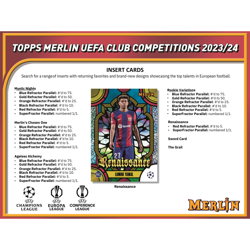 2023/24 Topps UEFA Club Competitions Merlin Chrome Soccer Hobby Box image 3
