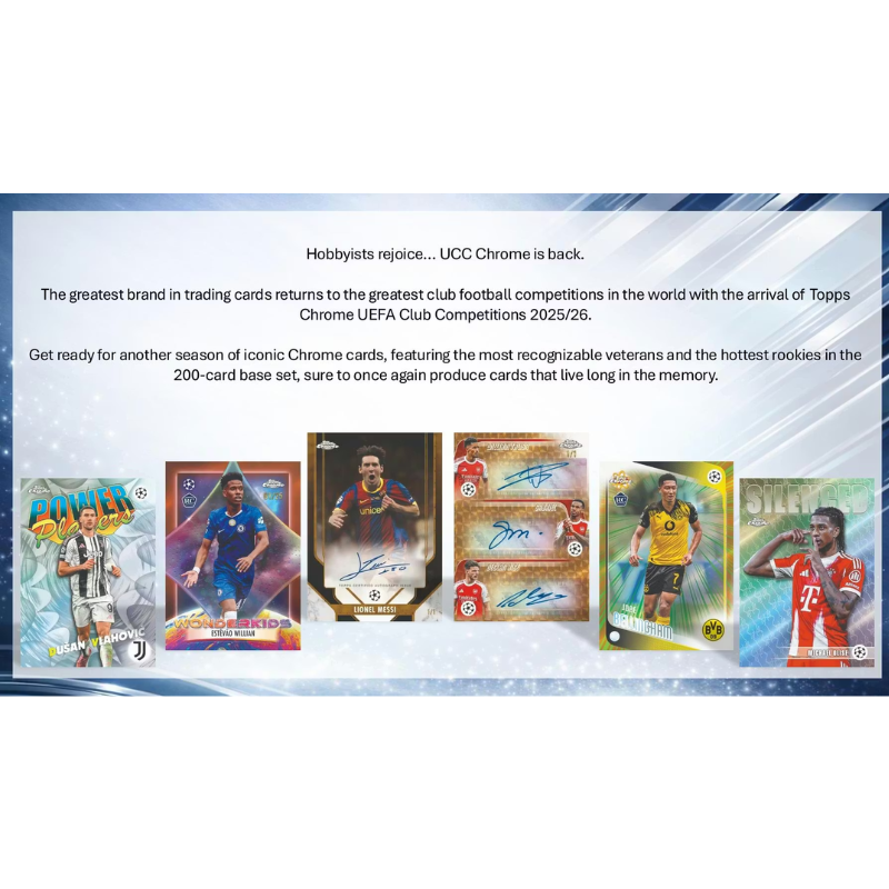 2025/26 Topps Chrome UEFA Club Competitions Soccer Jumbo Box image 1