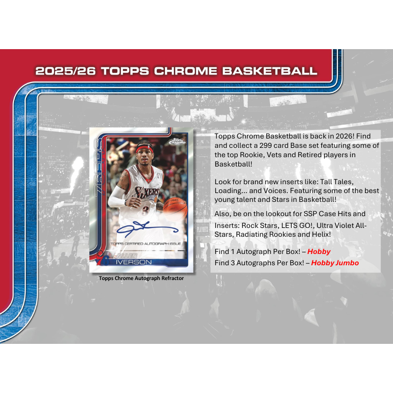 2025/26 Topps Chrome Basketball Jumbo 8 Box Case image 1