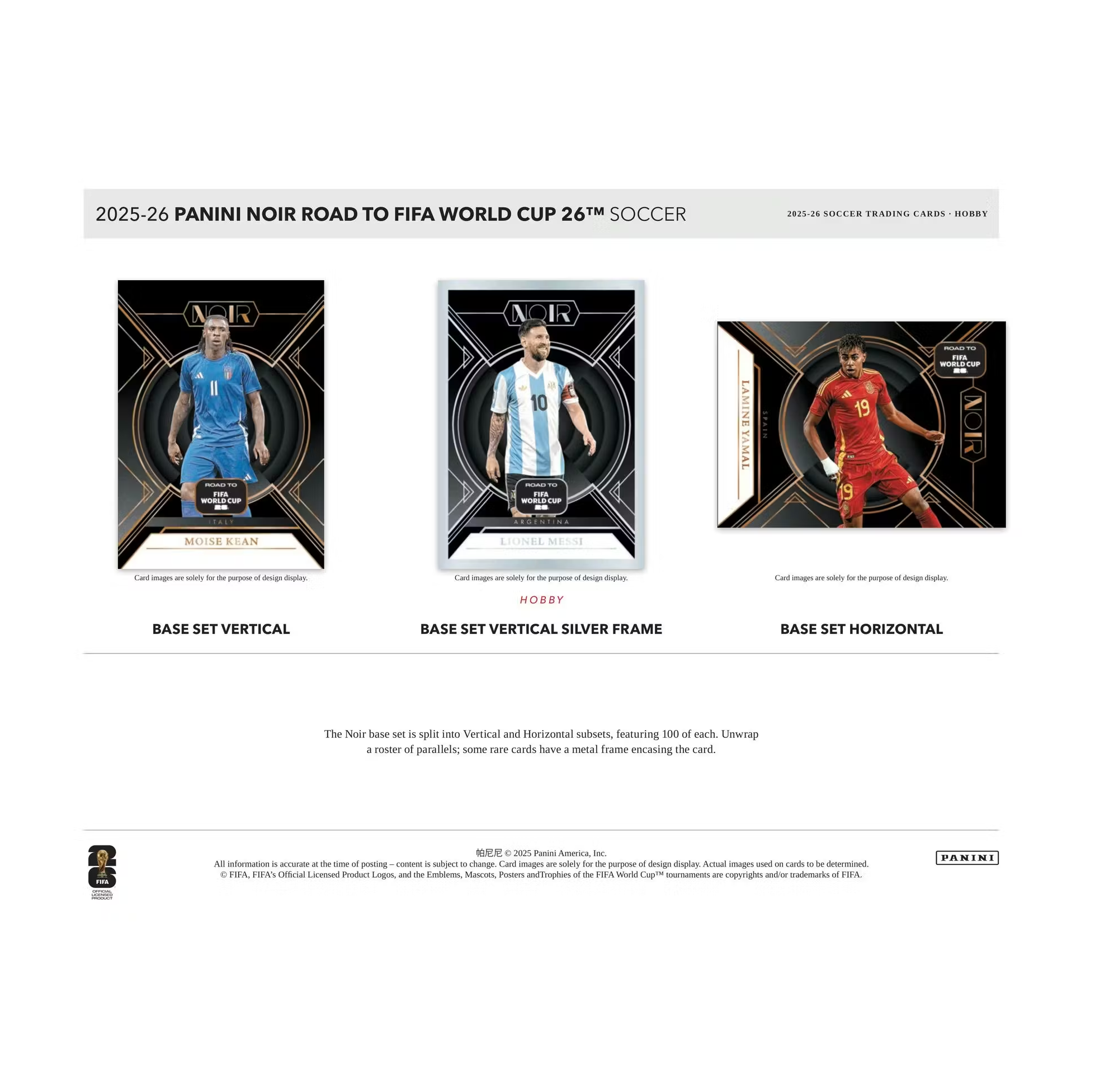 2025-26 Panini Noir Road to FIFA World Cup Soccer Hobby 3-Box Case