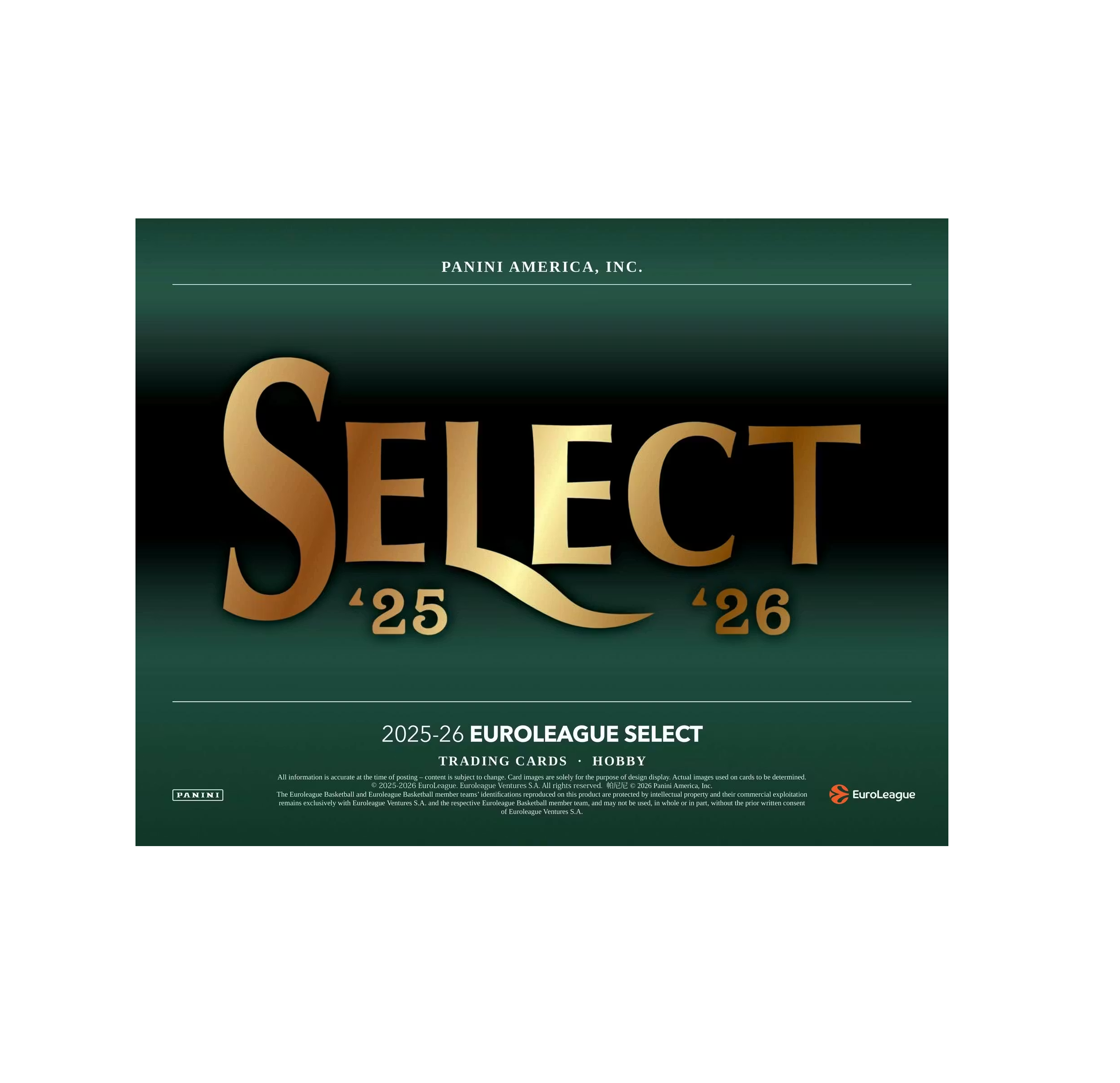 2025-26 Panini Select EuroLeague Basketball Hobby 12-Box Case