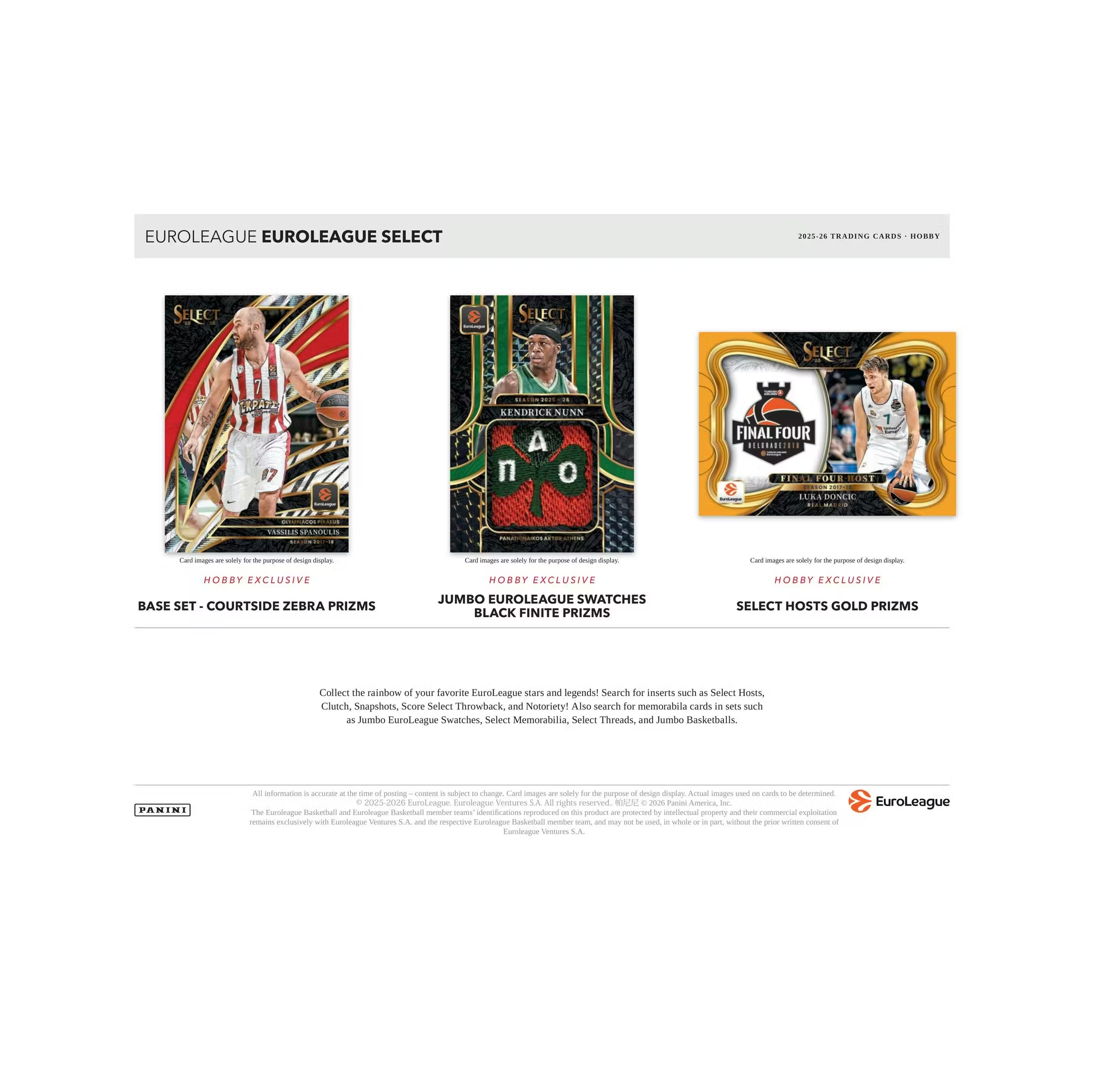 2025-26 Panini Select EuroLeague Basketball Hobby 12-Box Case
