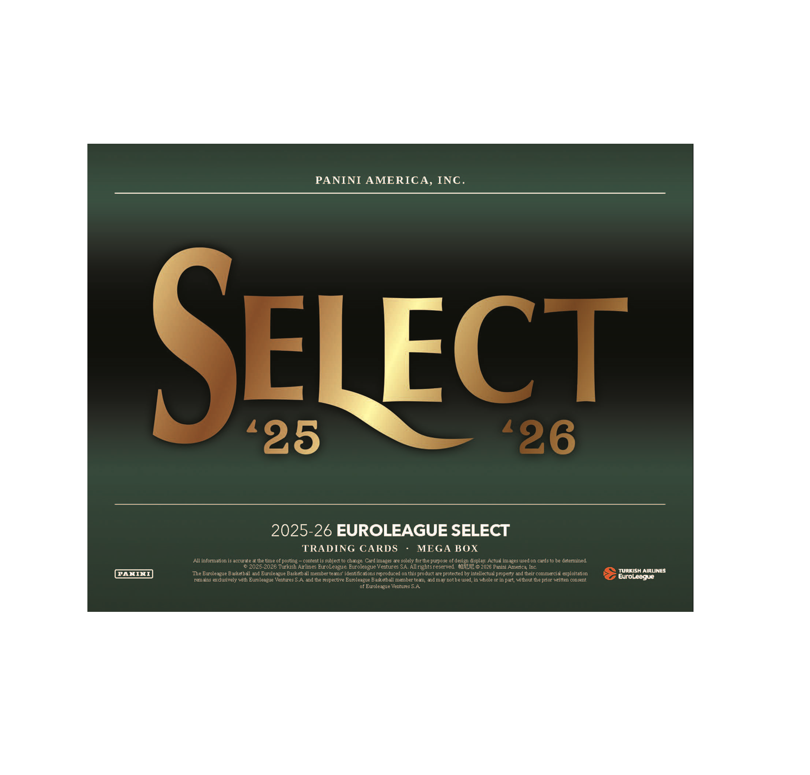 2025-26 Panini Select EuroLeague Basketball Hobby Mega 20-Box Case