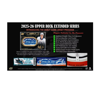 2025-26 Upper Deck Extended Series Hockey Hobby 12-Box Case