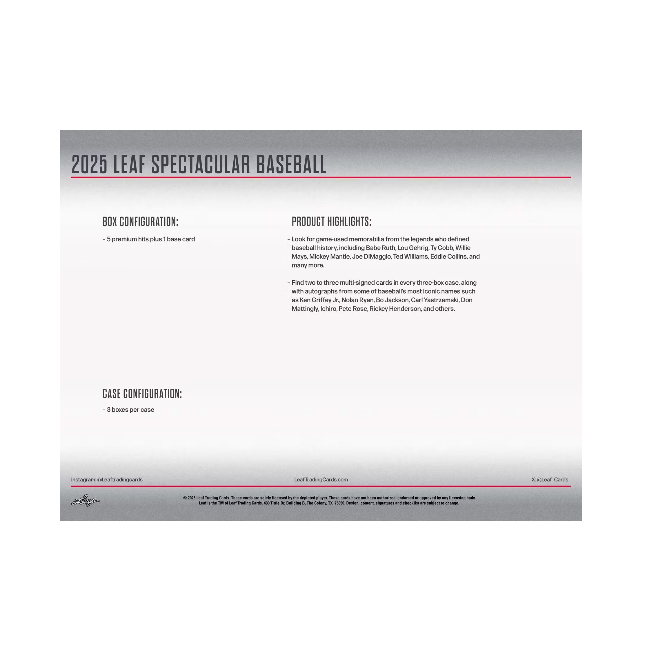2025 Leaf Spectacular Baseball Box