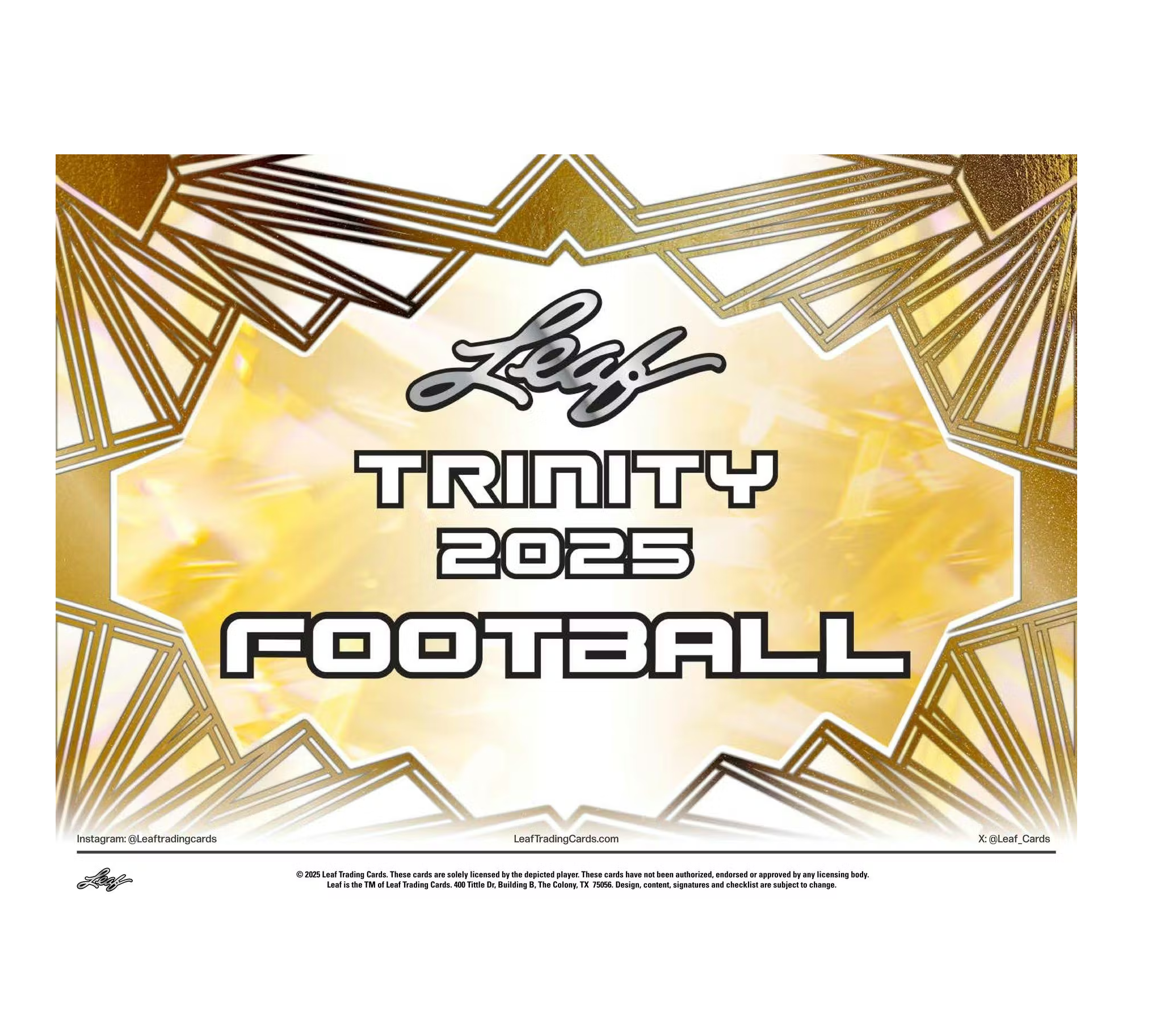 2025 Leaf Trinity Football Hobby Jumbo Box