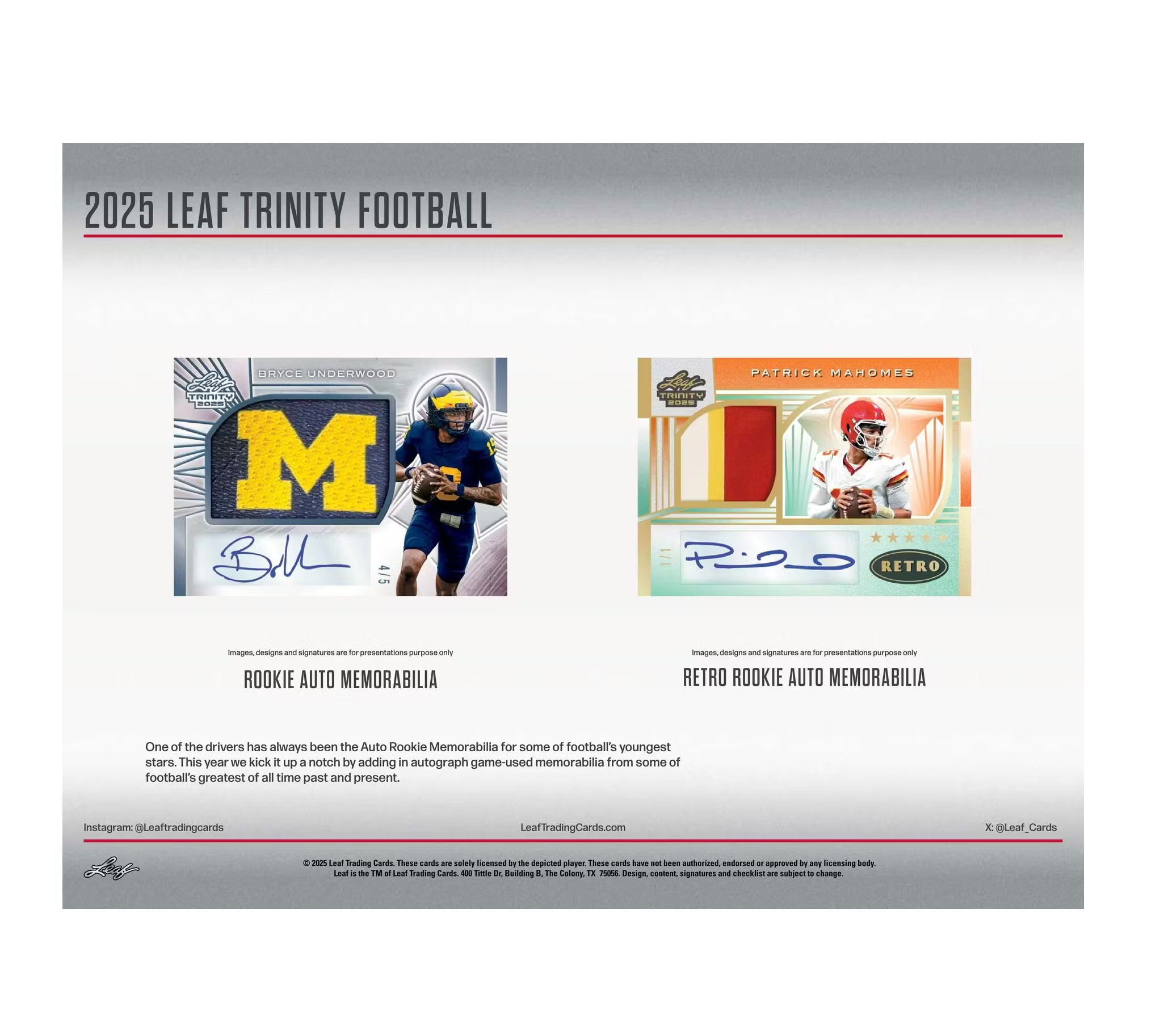 2025 Leaf Trinity Football Hobby Jumbo Box