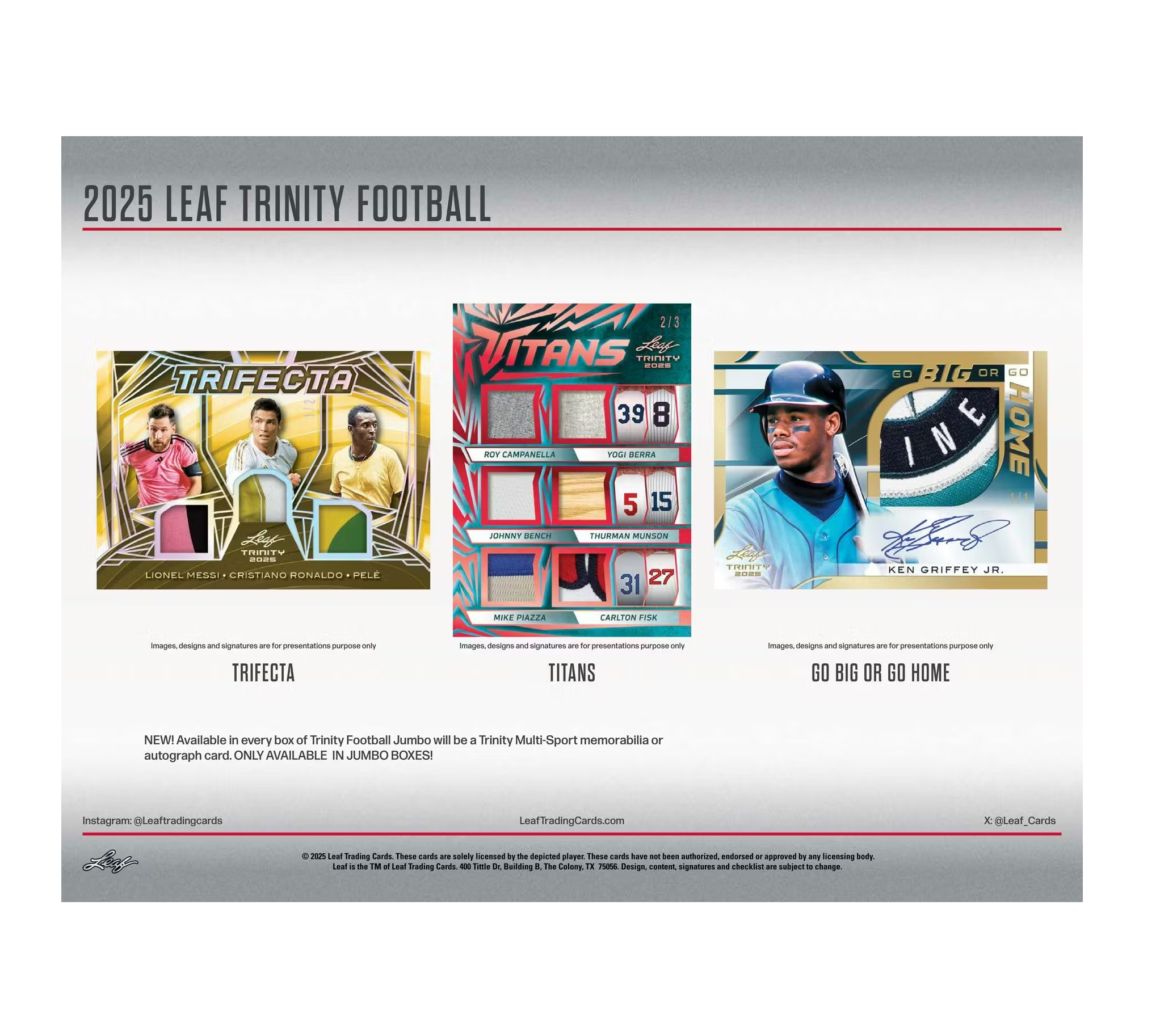 2025 Leaf Trinity Football Hobby Jumbo Box