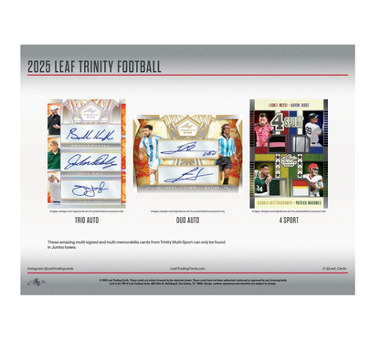 2025 Leaf Trinity Football Hobby Jumbo Box