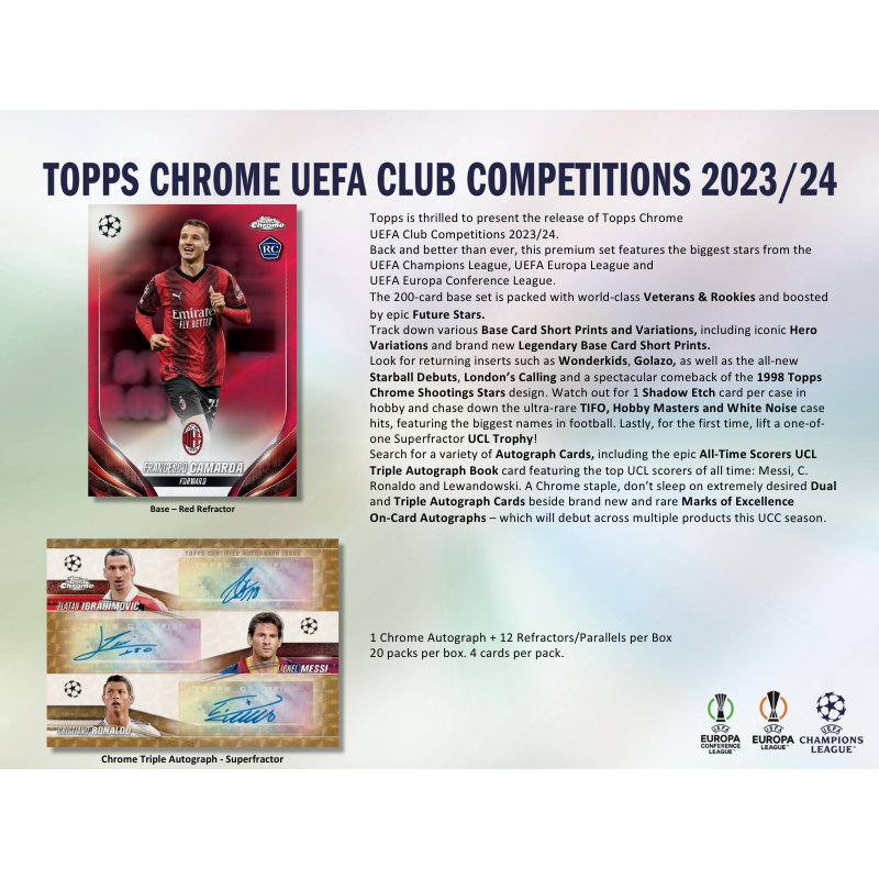 2023/24 Topps UEFA Club Competitions Chrome Soccer Hobby Box image 1