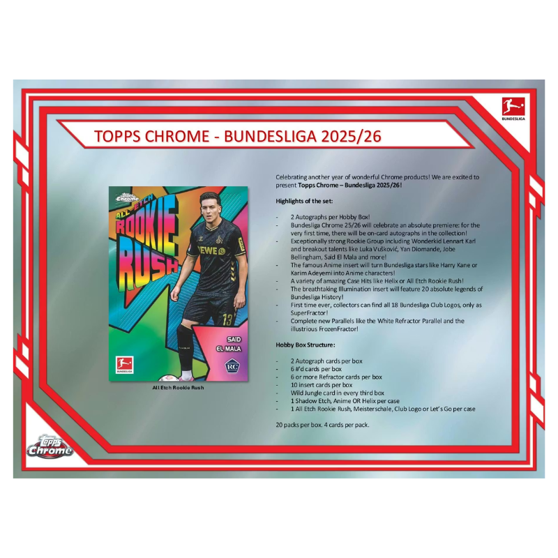 2025/26 Topps Chrome Bundesliga Soccer Hobby Box image 1
