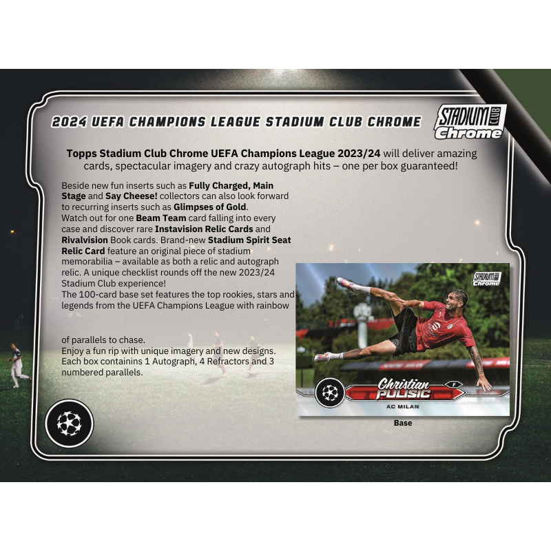 2023/24 Topps Stadium Club Chrome UEFA Soccer Hobby 12 Box Case image 1